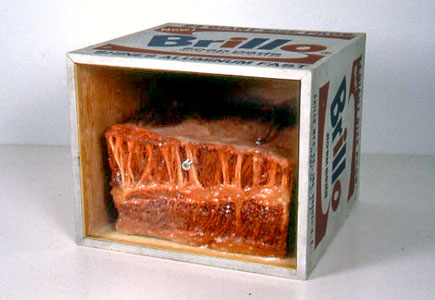edward-hopper-whiteney-paul-thek-meat-pieces Meat artwork at the Whitney Museum in NYC inside a brillo box