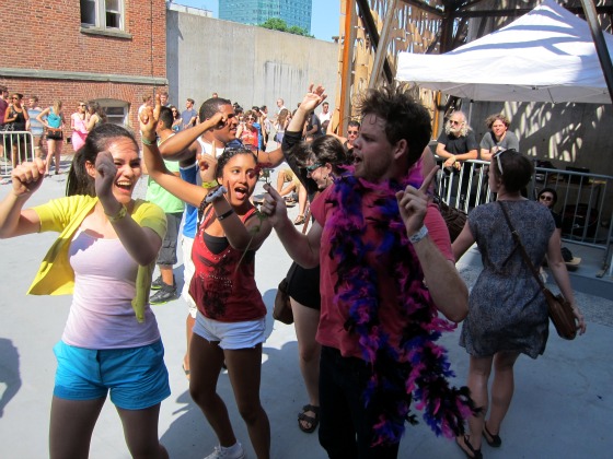 Crowds of New Yorkers dance along to the Warm Up music at MoMA PS