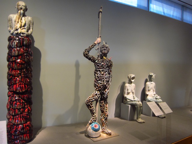 Image of four of the Museum of Arts and Design's Body & Soul exhibition ceramic statues