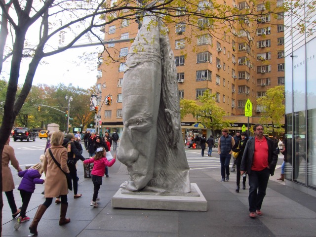 In Columbus Circle, the Museum of Art and Design has a large statue outside the building