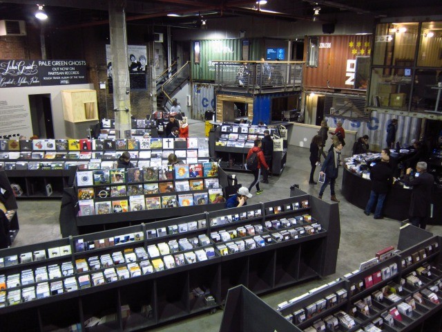 Shot of the large 10,000 square foot interior of Rough Trade NYC in Williamsburg