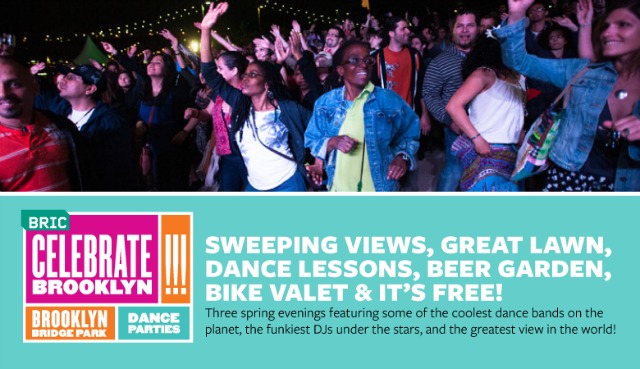 Image of the flyer for BRIC's Celebrate Brooklyn dance parties in NYC