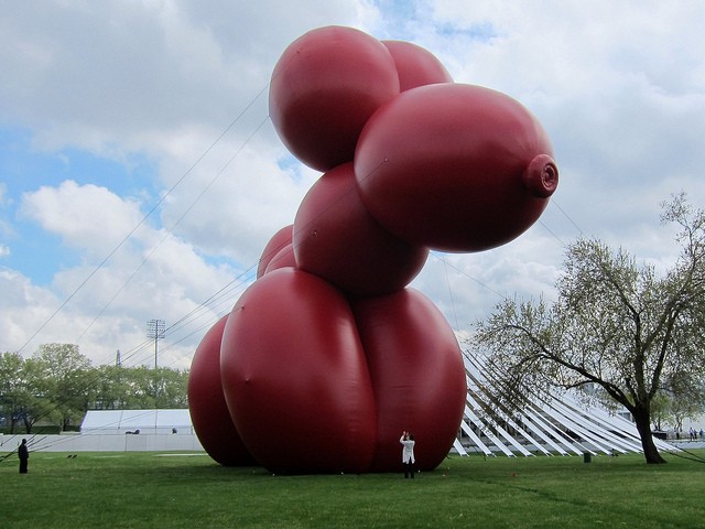 A picture of last year's Frieze Art Fair  taking over a big chunk of prime waterfront territory on Randall's Island with a gigantic balloon animal 