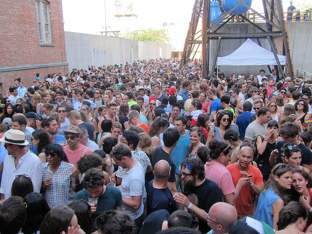 MoMA PS1 Warm Up! 2013 An image of the courtyard of MoMA PS1 packed with crowds from Warm Up! 2013 event.