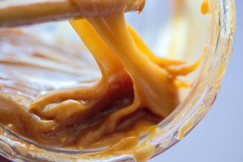 Melted caramel in a mixing bowl