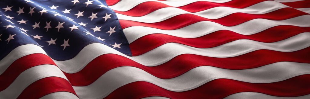 blowing American flag