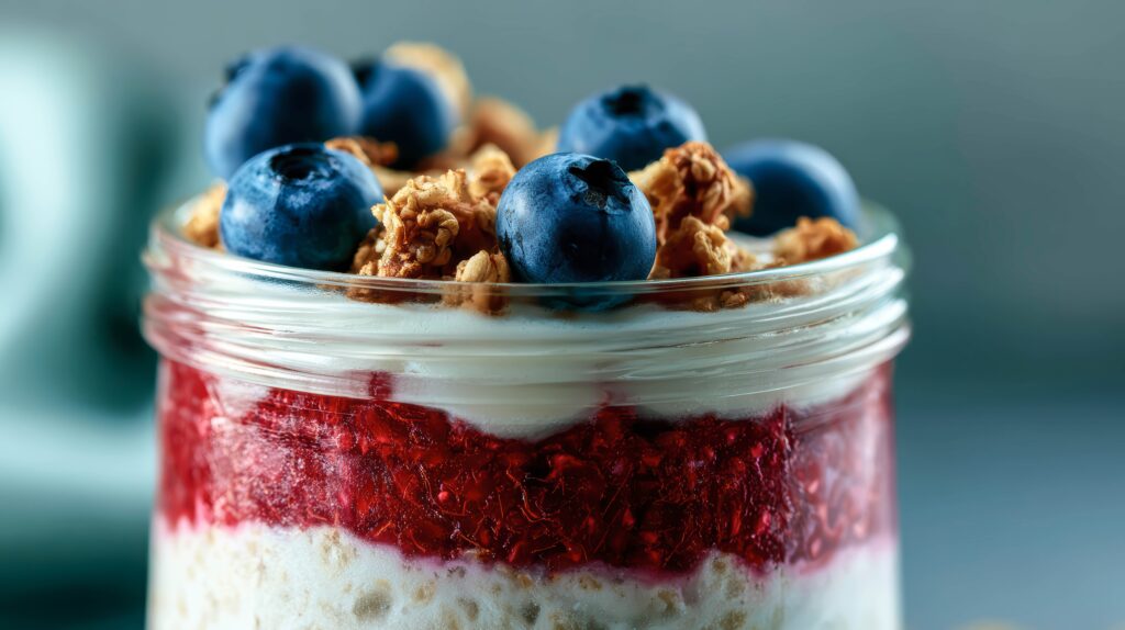 close up of berry parfait